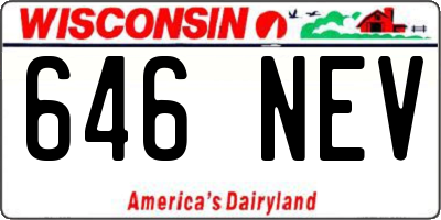 WI license plate 646NEV