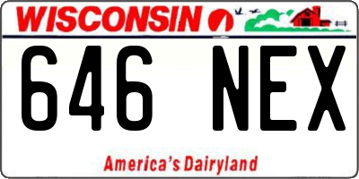 WI license plate 646NEX