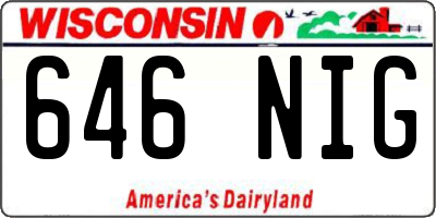 WI license plate 646NIG