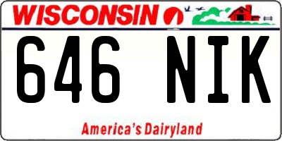 WI license plate 646NIK