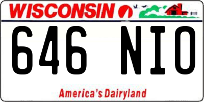 WI license plate 646NIO