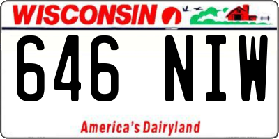 WI license plate 646NIW