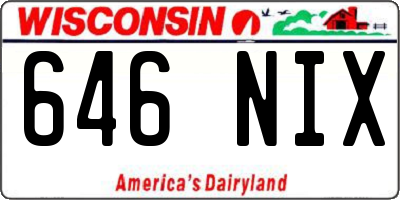 WI license plate 646NIX