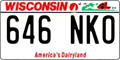 WI license plate 646NKO