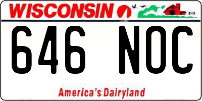 WI license plate 646NOC