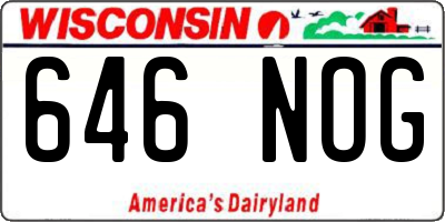 WI license plate 646NOG