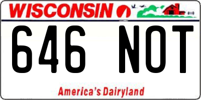 WI license plate 646NOT