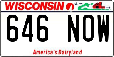 WI license plate 646NOW