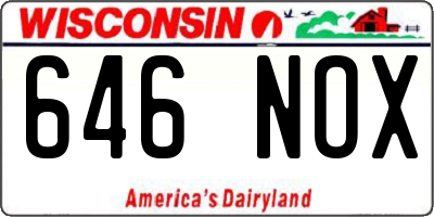 WI license plate 646NOX