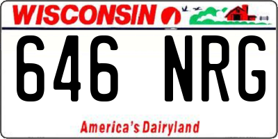 WI license plate 646NRG