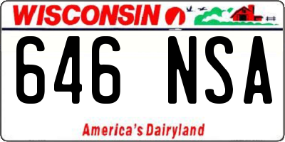 WI license plate 646NSA