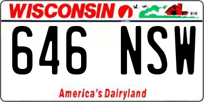 WI license plate 646NSW