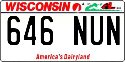 WI license plate 646NUN
