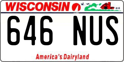 WI license plate 646NUS