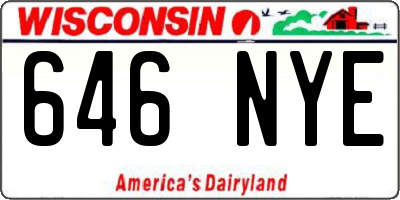 WI license plate 646NYE