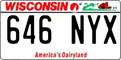 WI license plate 646NYX