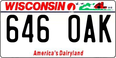 WI license plate 646OAK