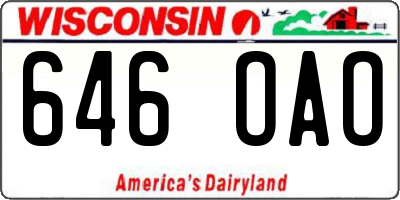 WI license plate 646OAO