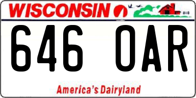 WI license plate 646OAR