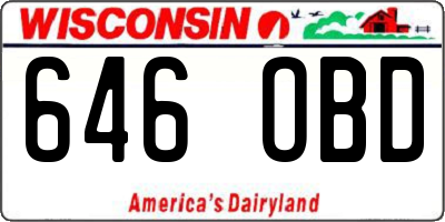 WI license plate 646OBD