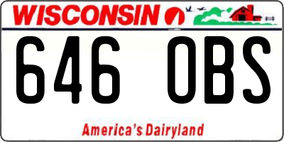 WI license plate 646OBS