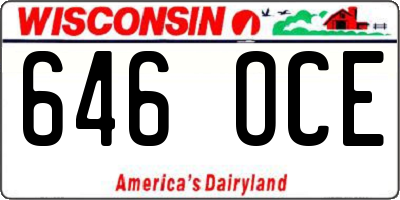 WI license plate 646OCE