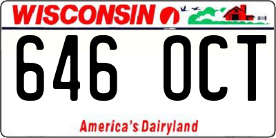 WI license plate 646OCT