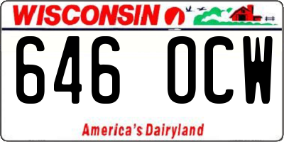WI license plate 646OCW