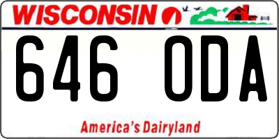 WI license plate 646ODA
