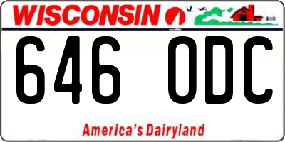 WI license plate 646ODC