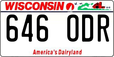 WI license plate 646ODR