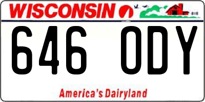 WI license plate 646ODY
