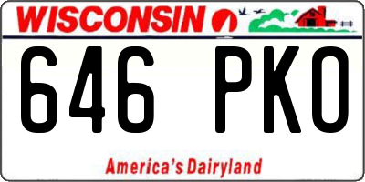 WI license plate 646PKO