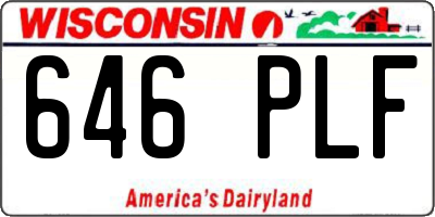 WI license plate 646PLF