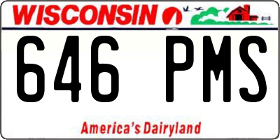 WI license plate 646PMS