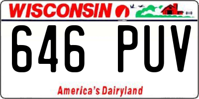 WI license plate 646PUV