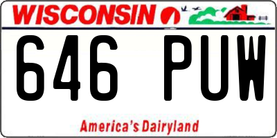 WI license plate 646PUW