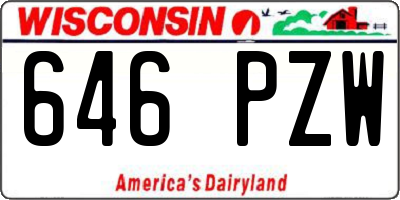 WI license plate 646PZW