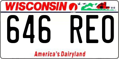 WI license plate 646REO