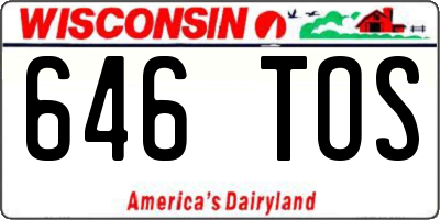 WI license plate 646TOS