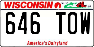 WI license plate 646TOW