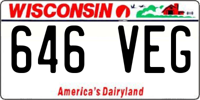 WI license plate 646VEG