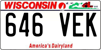 WI license plate 646VEK