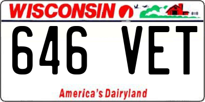 WI license plate 646VET