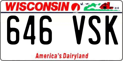 WI license plate 646VSK