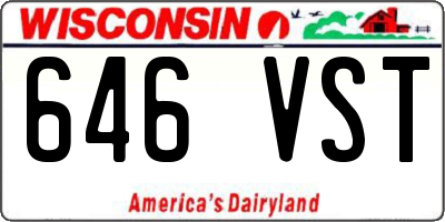 WI license plate 646VST
