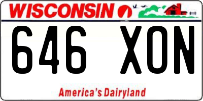 WI license plate 646XON
