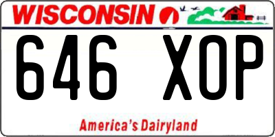 WI license plate 646XOP
