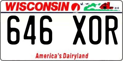 WI license plate 646XOR