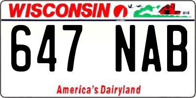 WI license plate 647NAB